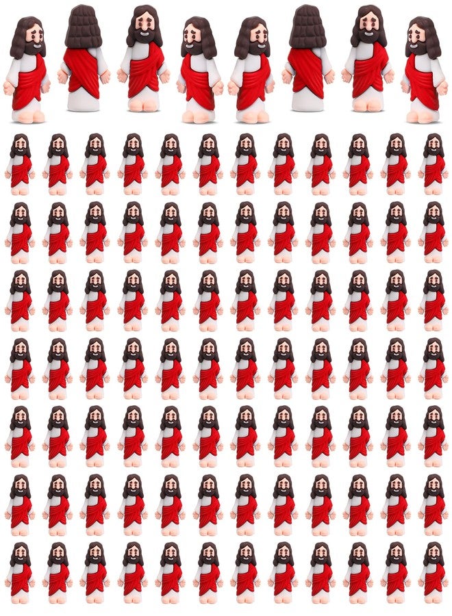 بيميمو مجموعة Bememo من 100 قطعة من مجسمات يسوع الصغيرة، ألعاب يسوع الصغيرة، تصميم أصلي، مصنوعة من المطاط للعبة الاختباء والبحث، هدية مثالية للحفلات الدينية، هدية حرفية ليوم الأحد، هدية معمودية، هدية لحشو بيض عيد الفصح (أحمر) - Image 1